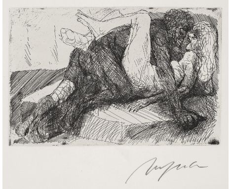 Hrdlicka, AlfredWien, 1928 - 2009Versch., o. R.6 Bl.: "Der Besuch II", 1968; "Das Atelier II", 1972;  "Masse der Macht: Studi