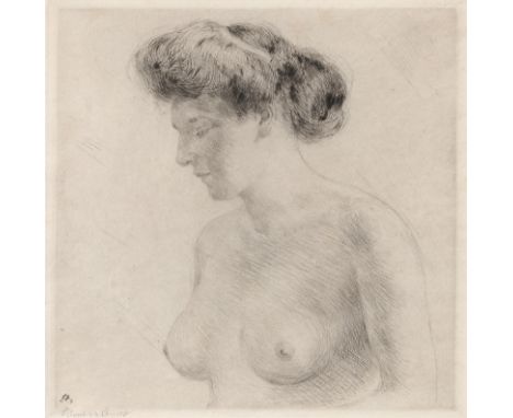 Struck, HermannBerlin, 1876 - Haifa, 194419,5 x 18,5 cm, R.Weiblicher Halbakt. Radierung auf Bütten. In Bleistift unten links