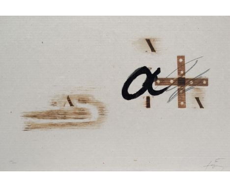 Tàpies, AntoniBarcelona, 1923 - 201225 x 47 cm, R.Ohne Titel, 1978. Farblithografie und Prägedruck auf Karton. In Bleistift u
