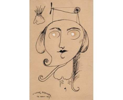 Brauner, VictorPiatra, 1903 - Paris, 196620,5 x 13 cm, R.Weiblicher Akt, 1939. Tuschfederzeichnung mit Ausbrennung auf Papier