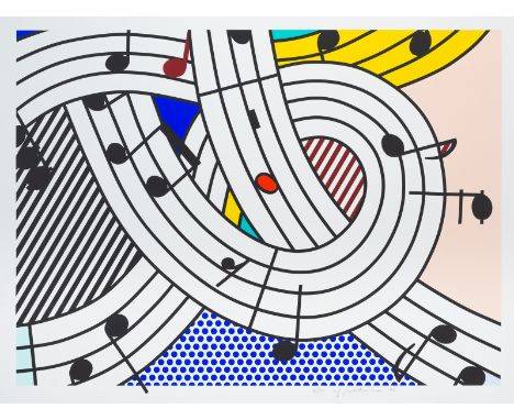 Lichtenstein, RoyManhattan, 1923 - 1997Blattgröße: 90 x 114 cm; 71 x 96 cm, R."Composition II", 1996. Farbsiebdruck auf Lanaq