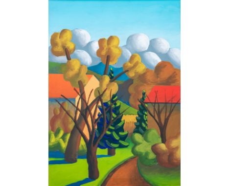 SalvoLeonforte, 1947 - Turin, 201550,5 x 35,5 cm, R."Ottobre". Öl auf Karton. In Faserstift rückseitig signiert und betitelt.
