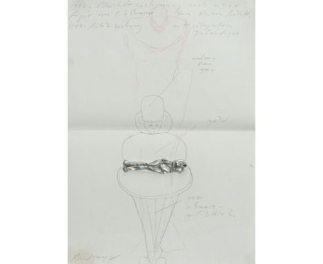 Brodwolf, JürgenDübendorf/Zürich, geboren 193230 x 21 cm, R.Ballett, 1979. Rötel und Bleistift mit Tubenfigur auf Papier. In 