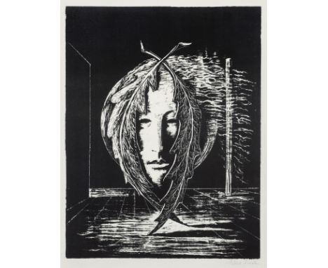 Ende, EdgarHamburg-Altona, 1901 - Netterndorf, 196539 x 30 cm, R.Das Blattgesicht, 1953. Lithografie auf Papier. In Bleistift