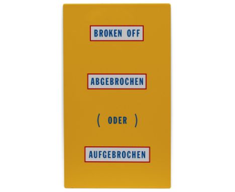 Weiner, LaurenceBronx, NY, geboren 194223 x 13,5 cm, o. R."Broken off - Abgebrochen", 1992. Serigraphie auf verzinkter, lacki