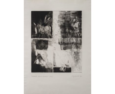 Hrdlicka, AlfredWien, 1928 - 2009Blattgröße: 109 x 76 cm4 Bl.: "Der Hund", 1966; "Karfreitag", 1966; "Das allerneueste Testam