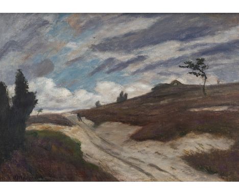 Modersohn, OttoSoest/Westfalen, 1865 - Rotenburg/Hannover, 194347 x 69 cm, R."Lüneburger Heide - Anhöhe Schafstall", 1937. Öl
