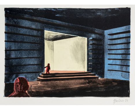 Huber, ThomasZürich, geboren 1955Blattgröße: 42 x 59 cm; 27 x 385 cm, o. R.Vorbereitung, 1992. Farblithografie auf Bütten. In