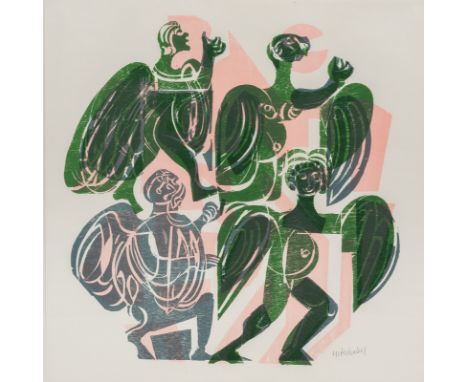 Grieshaber, HAPRot an der Rot, 1909 - Reutlingen, 1981Versch., R.2 Bl.: "Engel haben Vorfahrt", 1974;  "KSK ES-NT 1974", 1974
