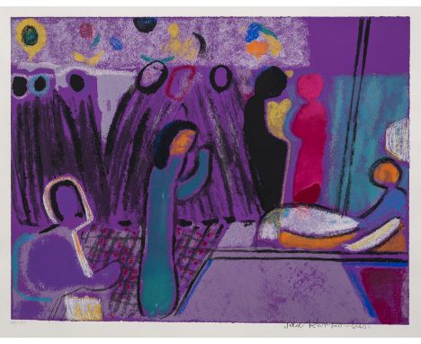 Kerkovius, IdaRiga, 1879 - Stuttgart, 197038 x 50 cm, R."Engel in Violett", 1963. Farbserigraphie auf Bütten. In Bleistift un