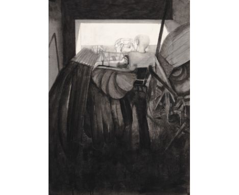 Baumgartl, MoritzFrühbuss/CSSR, geboren 193476 x 54 cm, o. R.Flieger. Kohle auf Papier.Privatbesitz, Berlin.
