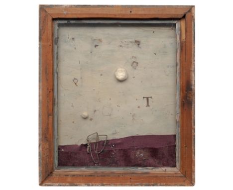 Ulmer, OttoStuttgart, 1904 - 197336 x 29,5 cm, R."Landschaft mit dem T", 1972/1973. Mischtechnik auf Hartfaserplatte. Rücksei
