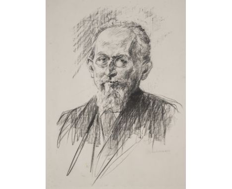 Liebermann, MaxBerlin, 1847 - 1935Blattgröße: 67,5 x 50,5 cm; 56 x 40 cm, o. R."Bildnis Eduard Bernstein", 1919. Lithografie 