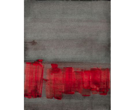 Frank, KurtTübingen, 1926 - 199563 x 48,5 cm, R.Ohne Titel, 1964. Mischtechnik auf Bütten. In Bleistift unten rechts signiert