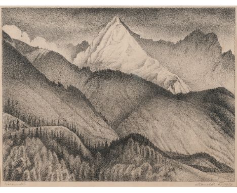 Kanoldt, AlexanderKarlsruhe, 1881 - Berlin, 193928,2 x 37,9 cm, R."Karwendel", 1938. Lithografie auf Papier. In Bleistift unt