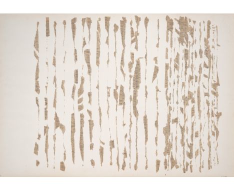 Holweck, OskarSt. Ingbert, 1924 - 200770 x 100 cm, o. R.Ohne Titel, 1972, Collage aus gerissenen Telefonbuchseiten auf Karton