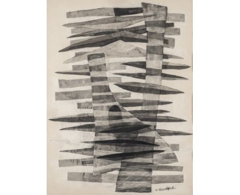 Müller-Hufschmid, WilliKarlsruhe, 1890 - 196649 x 36 cm, R.Ohne Titel, 1961. Tusche auf Papier. In Tusche unten rechts signie