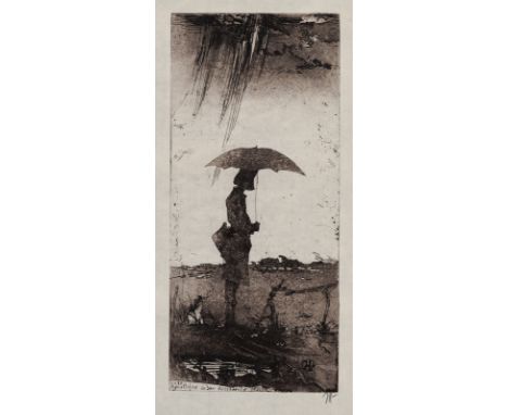 Janssen, HorstHamburg, 1929 - 1995Blattgröße: 36,5 x 21 cm; 30,5 x 21 cm, R."Annettchen in der Haseldorfer Marsch", 1987. Rad