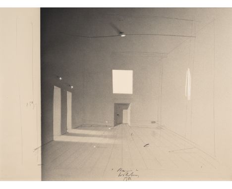 Willikens, BenLeipzig, geboren 193936 x 48 cm, R."Raum", 1982. Mischtechnik auf festem Papier. In Bleistift unten mittig sign