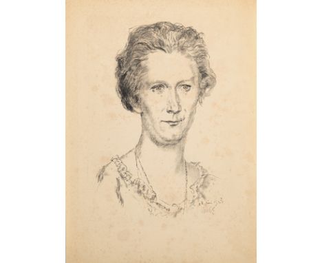 Pankok, BernhardMünster, 1872 - Stuttgart, 194346,5 x 33,7 cm, o. R.Frauenbildnis, 1925. Kohle auf Papier. In Bleistift unten