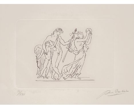 Breker, ArnoElberfeld, 1900 - Düsseldorf, 1991Blattgröße: 46 x 50 cm; 20,5 x 29 cm, o. R.Amor und Psyche, 1988. Radierung auf