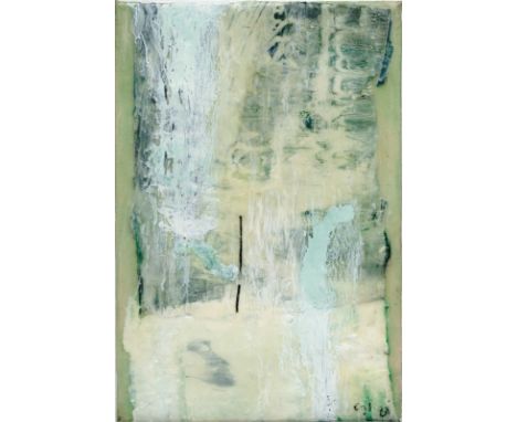 Egl, HerbertStuttgart, geboren 195330 x 20 cm, R."Ereignishorizont", 1993. Mischtechnik auf Leinwand. In Tusche unten rechts 