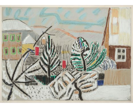 Kerkovius, IdaRiga, 1879 - Stuttgart, 197049,5 x 68 cm, R."Garten im Winter (Winterlandschaft)", 1969. Farbserigraphie auf Bü