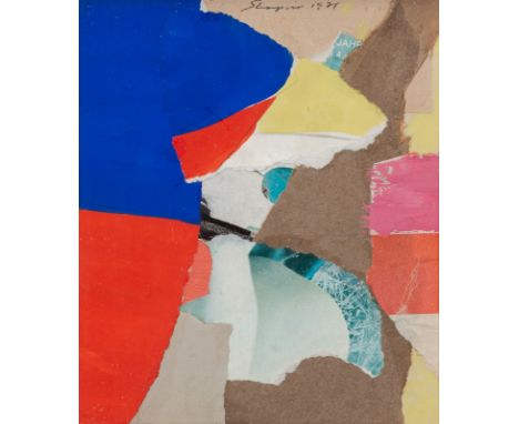 Shapiro, ShmuelNew Britain/Connecticut, 1924 - Ravensburg, 1983Je 15,5 x 13 cm, R.Ohne Titel, 1971. Folge von drei Collagen a