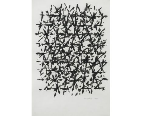 Dorazio, PieroRom, 1927 - Perugia, 200556,5 x 38 cm, R.Ohne Titel, 1965. Tuschpinsel auf Fabriano Bütten. In Bleistift unten 