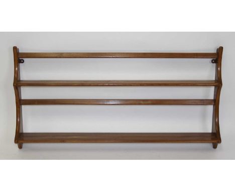 An Ercol light elm two-tier wall mounted open plate-rack, 50 x 97cm