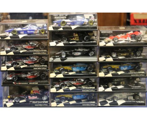 Pauls Model Art Minichamps 1:43 scale Formula 1 diecast model vehicles to include090115 Red Bull Racing Renault RB5 Winner Ch