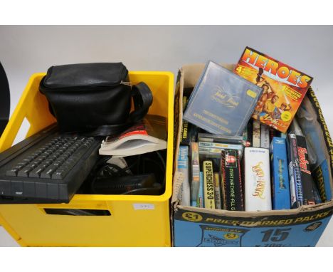 Sinclair ZX Spectrum +2 128k games console with games including Heroes Compilation, Robocop, Lord of the Rings Game One, Broa