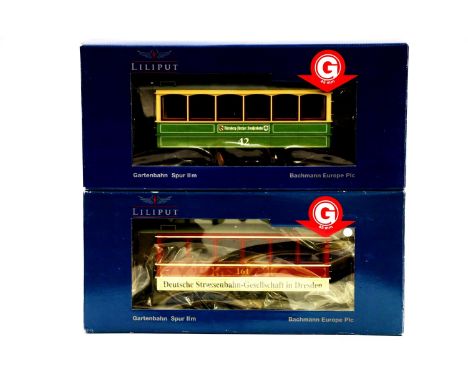 Bachmann Liliput G gauge model railways, L193500 motorised tram car #67 Nurnberg-further Strakenbahn green, L193501 motorised