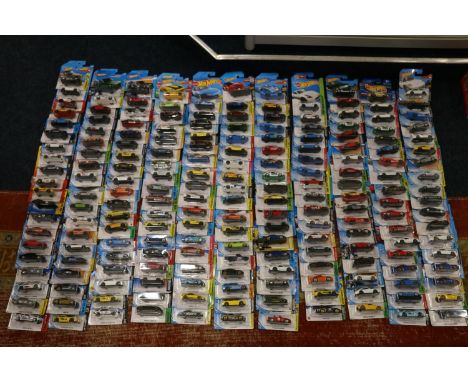 Approximately two hundred Mattel Hot Wheels diecast model vehicles, each carded. ref#Box14 (200) 