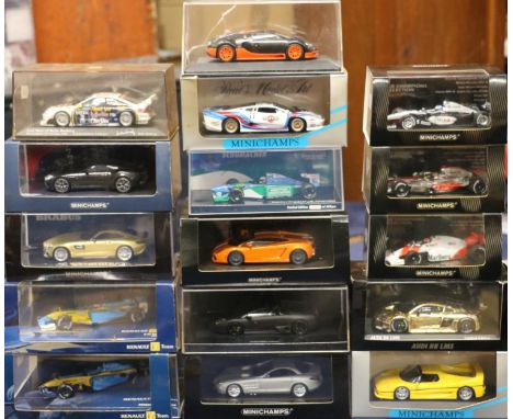 Pauls Model Art Minichamps 1:43 scale diecast model vehicles to include403 040199 Renault Formula 1 Team R24, 030007 Reault F