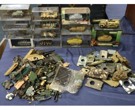 Ten 1:72 scale model army tanks including Unimax Toys 78002 Bravo Team US M3A2 Bradley, Dragon Models Ltd 60008 Jagdpanther s
