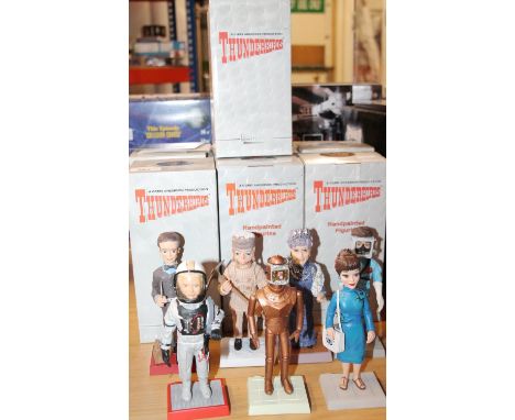 Seven Robert Harrop hand painted Gerry Anderson's Thunderbirds figurines including TBF17 Braman the Robot, TBF30 The Duchess 