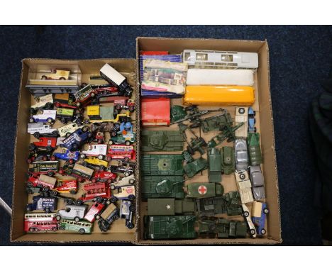 Dinky Supertoys diecast model vehicles including Dinky Continental Tours coach, 952 Vega Major Luxury Coach, Wayne School Bus