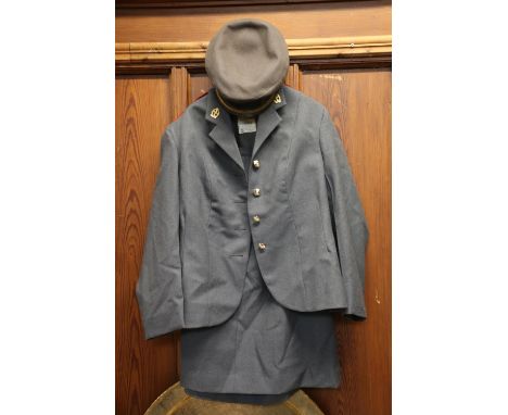 Queen Alexandra's Royal Army Nursing Corps interest, a grey jacket with C H Bernard &amp; Sons Ltd label, a skirt and a peake