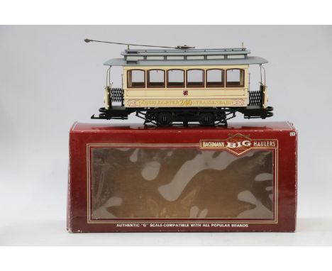 Bachmann Big Haulers G gauge model railways, 39-103 motorised tram car #240 Dusseldorfer Straaenbahn Dusseldorf maroon, cream