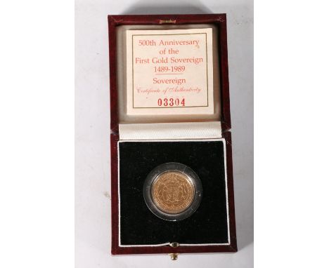 The Royal Mint UNITED KINGDOM Queen Elizabeth II (1952-2022) gold proof sovereign 1989, issued to commemorate the 500th anniv