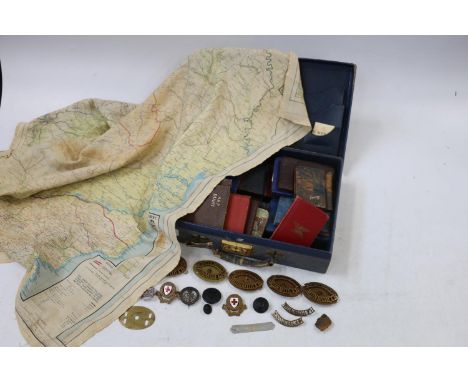 WWII silk escape map, double-sided including Romania, Northern Italy, Serbia, Bulgaria, Hungary, Croatia etc., also a case co