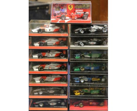 Pauls Model Art Minichamps 1:43 scale Formula 1 diecast model vehicles to include 964301 Ferrari F310 Michael Schumacher, 430