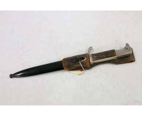 German walking out bayonet based on the S98 with horn handle, fullered blade by Eickhorn of Solingen, blade length 20cm, over