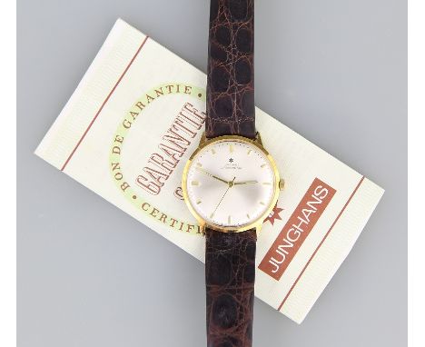 HAU "Junghans Chronometer Automatik" Gehäuse Gelbgold 18kt. poliert, rundes Gehäuse mit schmaler Lunette und stabförmigen Ban