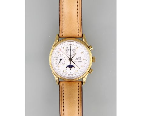 HAU "DuBois Le Chronographe 1910 Automatik - Limited Edition" Gehäuse Stahl vergoldet, rundes Gehäuse mit gebogenen Bandanstö