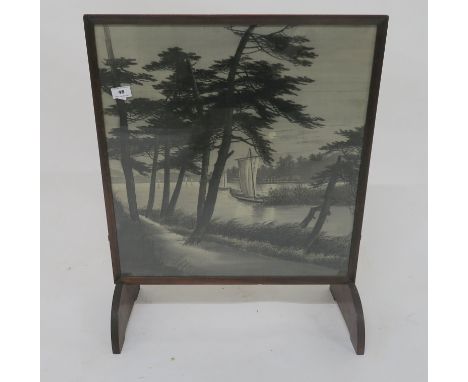 A 20th century mahogany framed tapestry fire screen, 70cm high Condition Report: Available upon request