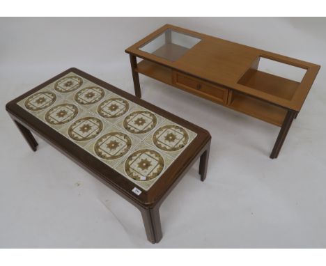 A mid 20th century tile top coffee table and another 20th century glazed coffee table with single drawer (2) Condition Report