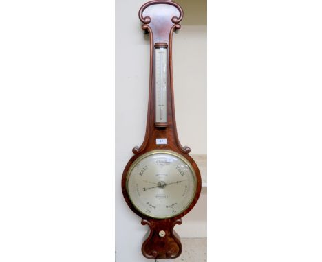 Victorian mahogany barometer thermometer marked "Adie &amp; Son optician Edinburgh" 99cm high x 31cm wide Condition Report: A