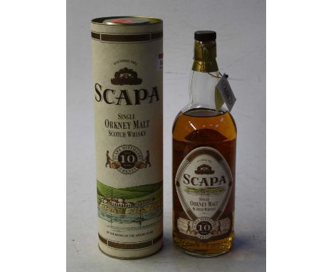 Scapa aged 10 years single Orkney malt Scotch whisky, 100cl, 43%, one bottle in carton
